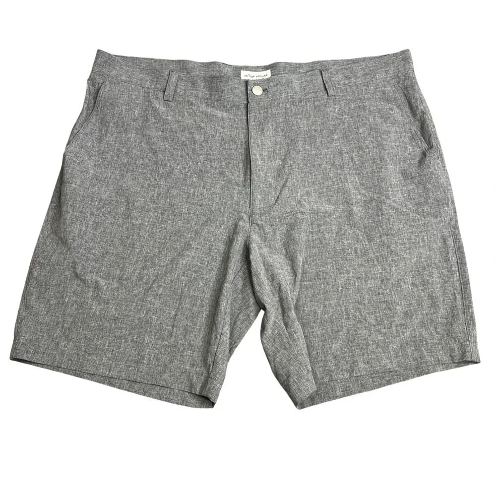 Peter Millar Mens Sz 40 Grey Performance Golf Shorts Stretch Flat Front Heather
